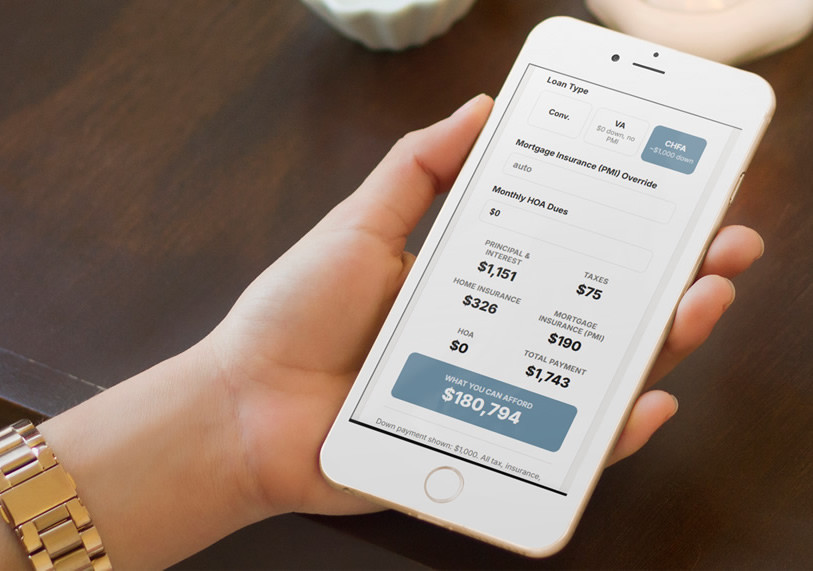 A renter checking their buying power on their phone